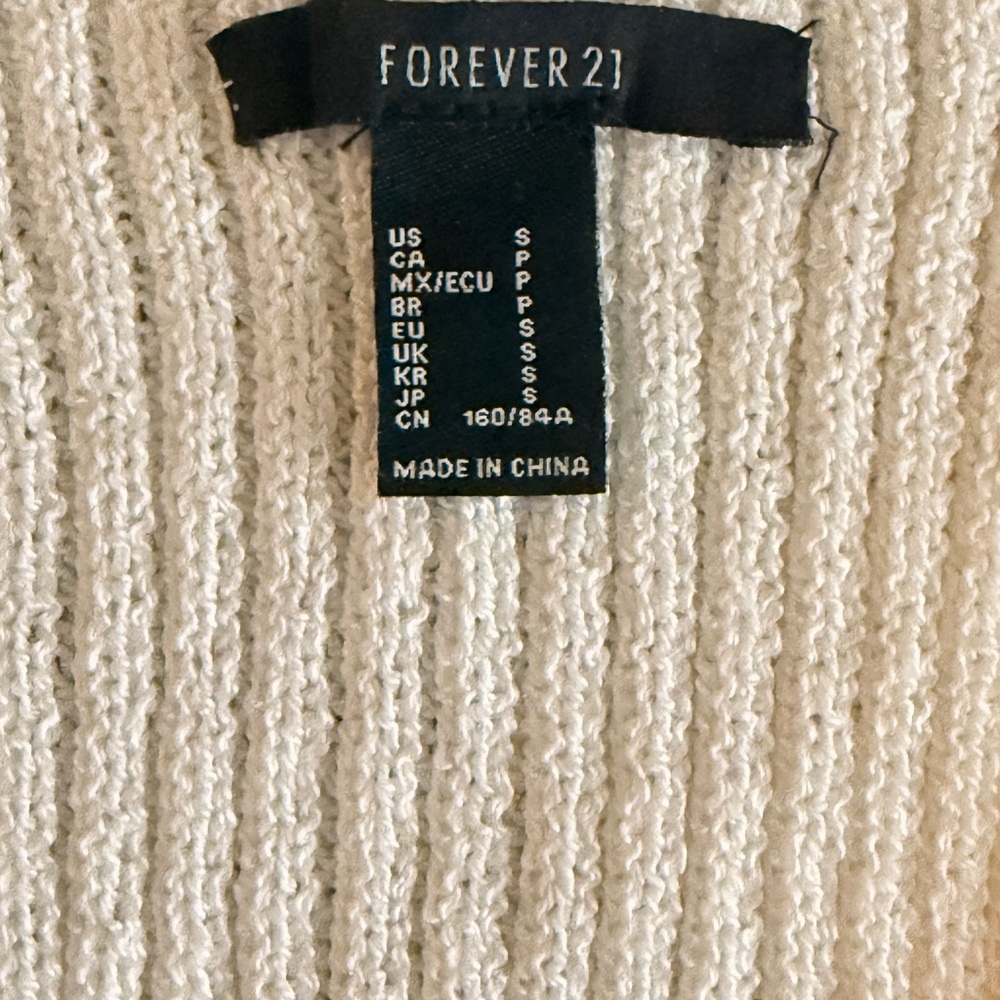Forever 21 Cream Ribbed Button Front Crop Vest - Picture 3 of 4